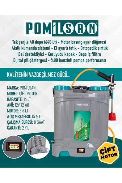 ÇİFT MOTORLU AKÜLÜ İLAÇLAMA POMPASI - 1