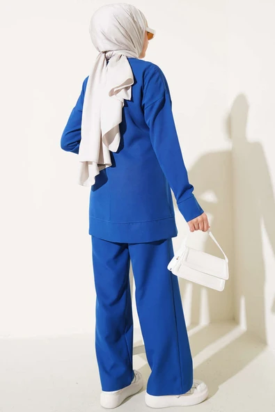Önü Fermuarlı Tunik İkili Takım Lacivert - 3