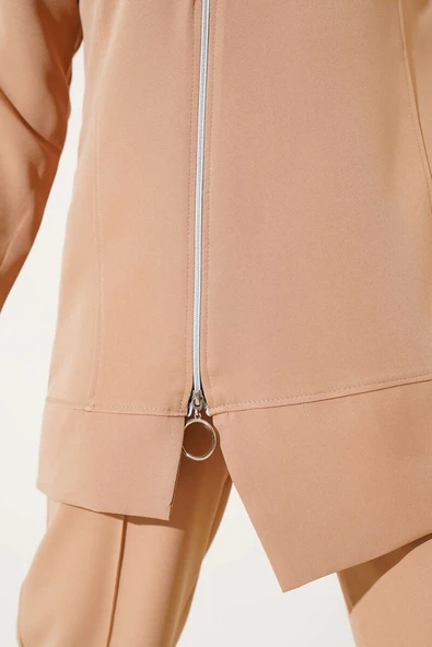 Önü Fermuarlı Tunik İkili Takım Camel - 4
