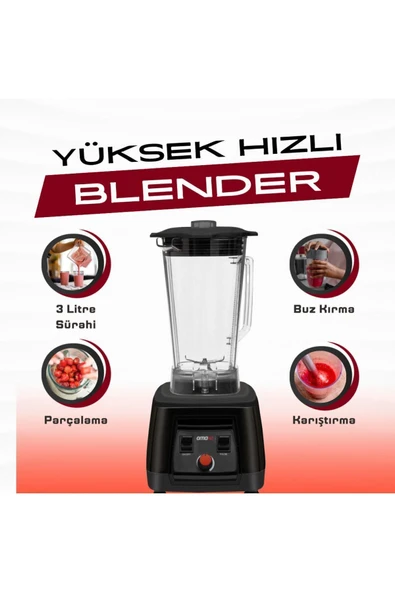Bar Blenderi - Buz Kırıcı - 2200 Watt - 3 Litre - Siyah - 2