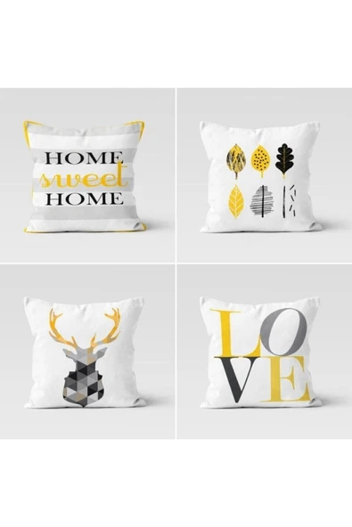 enc Home 4'lü Geyik Tasarımlı Kırlent Kılıfı
