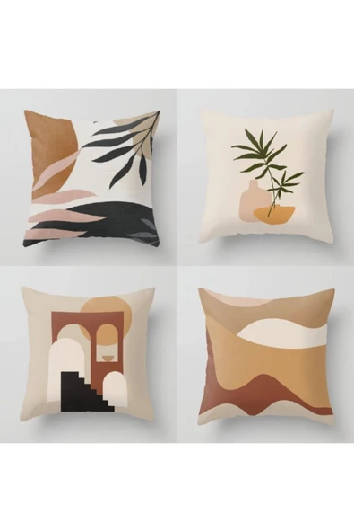 enc Home Çift Tarafı Baskılı Tasarım Kırlent Kılıfı 4'lü