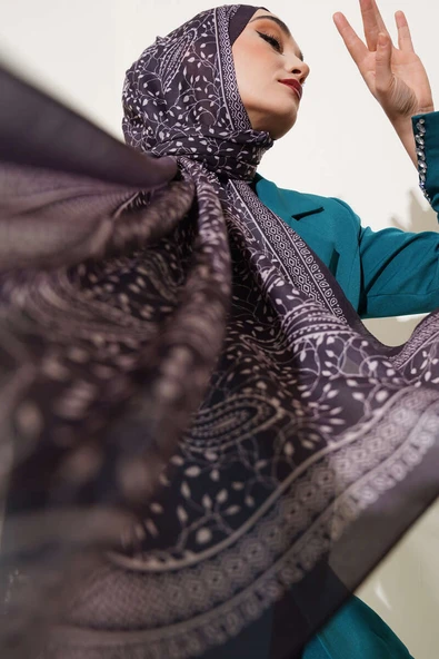 Sarmaşık Desen Soft Şal Acı Kahve