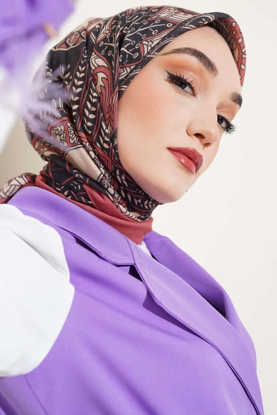 Sarmal Motif Bambu Eşarp Kiremit