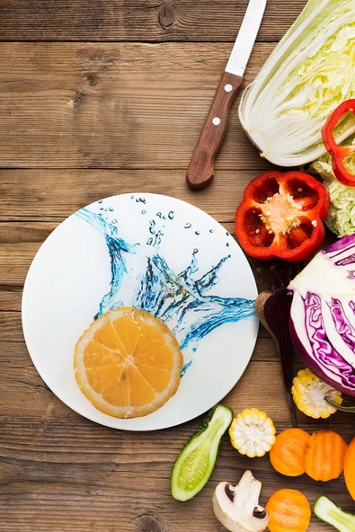 enc home Portakal Desenli Kesme Tahtası Ve Sunum Tepsisi