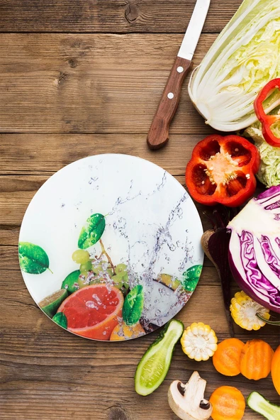 enc home Narenciye Desenli Kesme Tahtası Ve Sunum Tepsisi