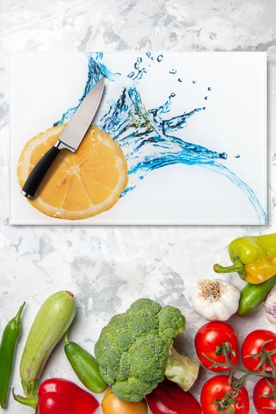 enc home Limon Desenli Kesme Tahtası Ve Sunum Tepsisi