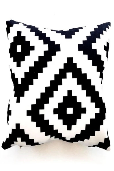 enc Home Siyah Beyaz Kırlent Kılıfı 43x43