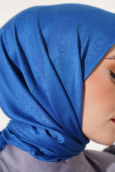 MK Desen Jakar Eşarp İndigo - Resim 4