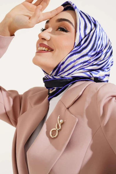 Zebra Desen Saten Eşarp Parlement