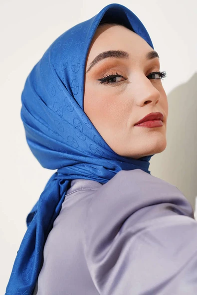 MK Desen Jakar Eşarp İndigo - Resim 2
