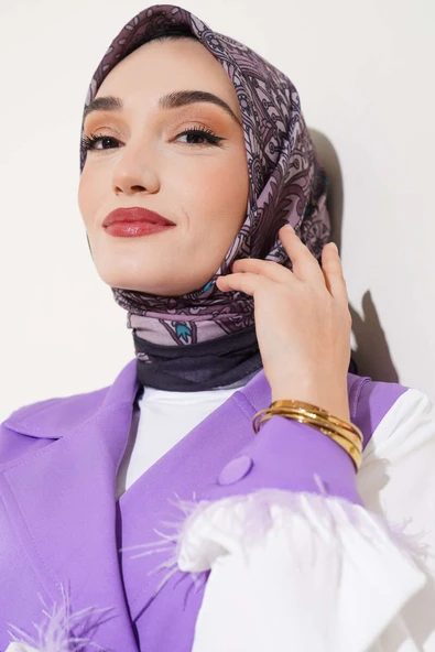 Sarmal Motif Bambu Eşarp Gül Kurusu - 2