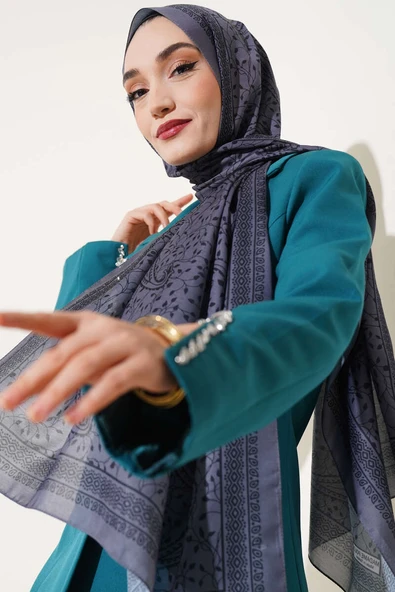 Sarmaşık Desen Soft Şal Füme - 1