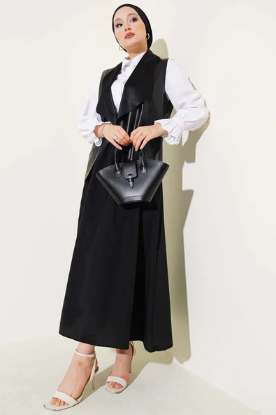 Deri Kısa Yelek Siyah - Resim 2