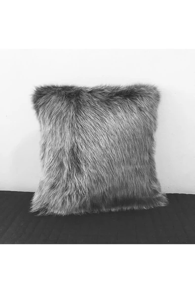 enc home Gri Peluş Kırlent Kılıfı