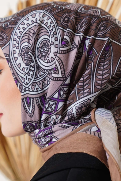 Sarmal Motif Bambu Eşarp Hardal - 4