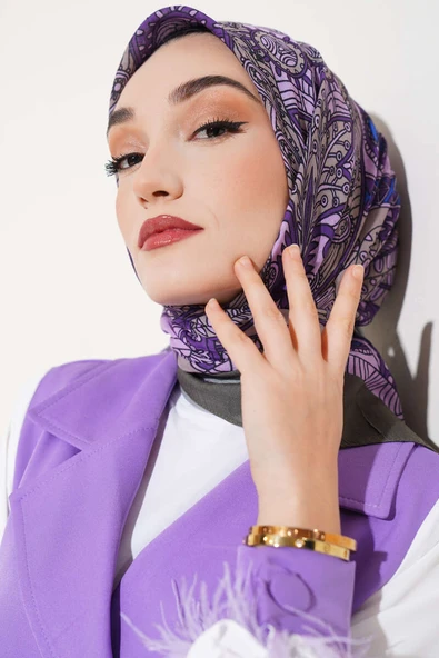 Sarmal Motif Bambu Eşarp Haki