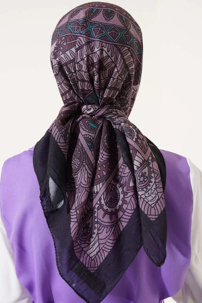 Sarmal Motif Bambu Eşarp Gül Kurusu - 3