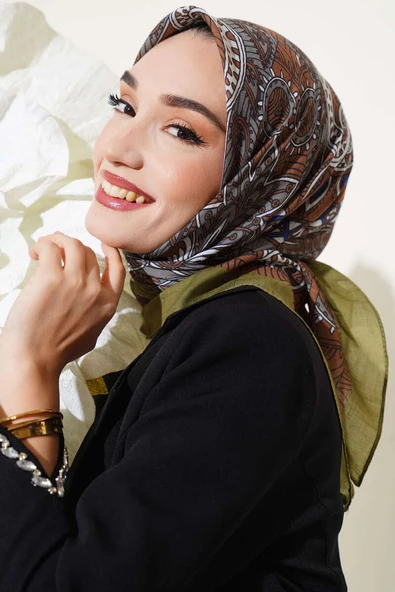Sarmal Motif Bambu Eşarp Yeşil