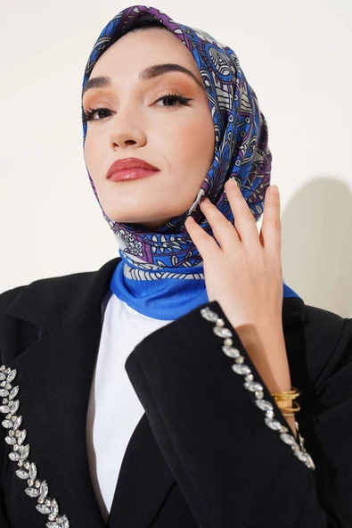 Sarmal Motif Bambu Eşarp Saks