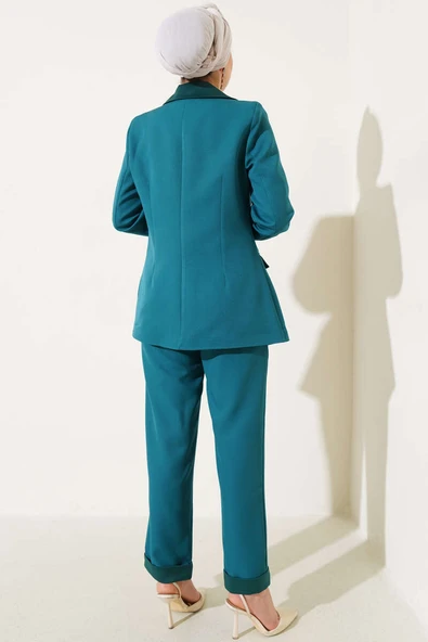 Duble Paça Ceketli İkili Takım Zümrüt - Resim 3