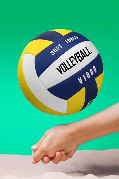 SEMİ-PRO Voleybol Topu Lamineli Beton Zemin SoftTouch İç-Dış Mekana Uygun 8 Panel Sarı-Mavi V1000 - 6