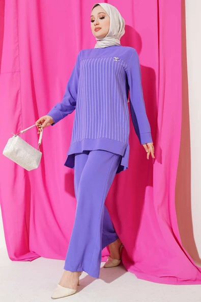 Önü Çizgili İkili Takım Lila ürün görseli 1