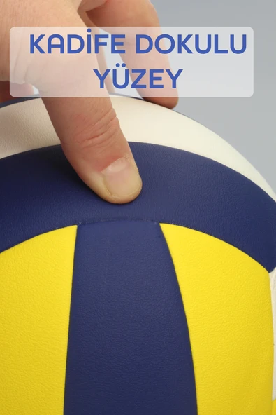 SEMİ-PRO Voleybol Topu Lamineli Beton Zemin SoftTouch İç-Dış Mekana Uygun 8 Panel Sarı-Mavi V1000 - 7
