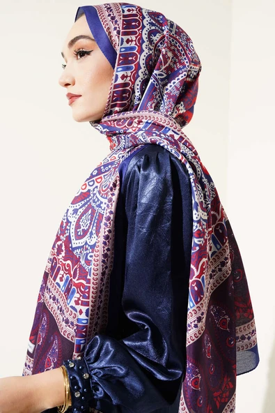 Vintage Motifli Şal Mor - 3