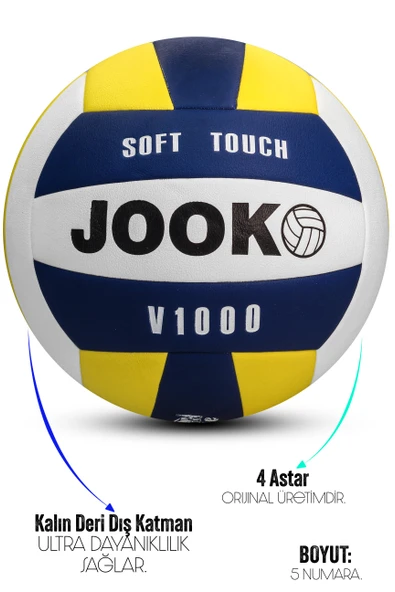 SEMİ-PRO Voleybol Topu Lamineli Beton Zemin SoftTouch İç-Dış Mekana Uygun 8 Panel Sarı-Mavi V1000 - 2