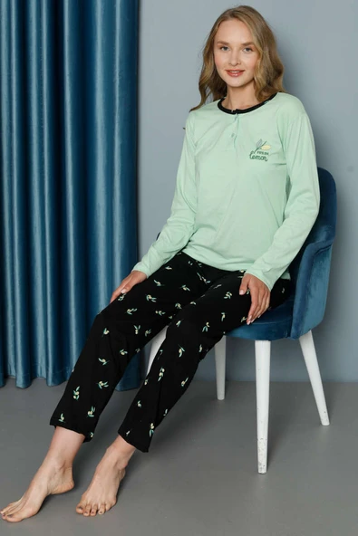 Limon Desenli Pijama Takımı Yeşil ürün görseli