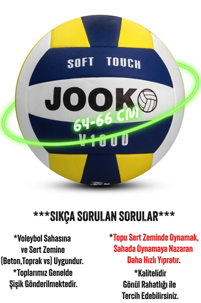 SEMİ-PRO Voleybol Topu Lamineli Beton Zemin SoftTouch İç-Dış Mekana Uygun 8 Panel Sarı-Mavi V1000 - 5