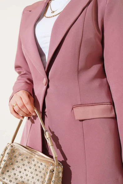 Duble Paça Ceketli İkili Takım Gül Kurusu - Resim 4