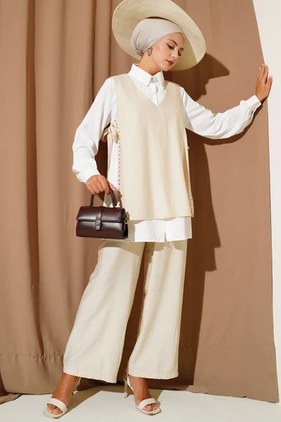 Yanları Bağlamalı Üçlü Takım Taş ürün görseli 1