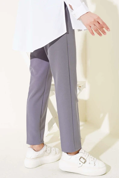 Beli Lastikli Dar Paça Pantolon Füme - Resim 3