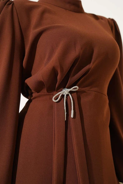 Pilise Etekli Tunik İkili Takım Kahve - Resim 4