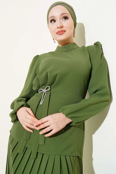 Pilise Etekli Tunik İkili Takım Haki - Resim 2