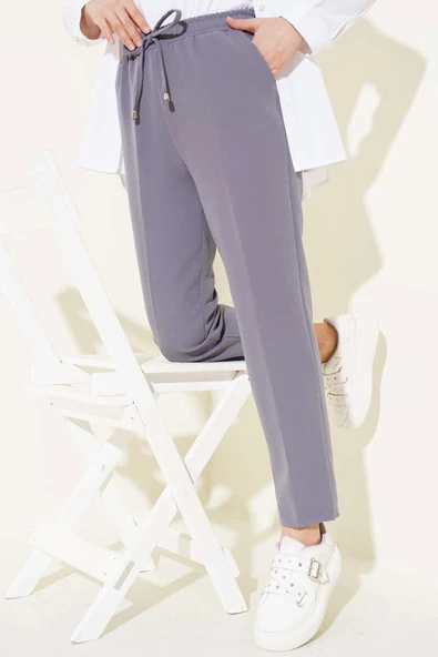 Beli Lastikli Dar Paça Pantolon Füme ürün görseli 1