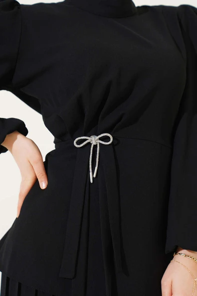 Pilise Etekli Tunik İkili Takım Siyah - Resim 4
