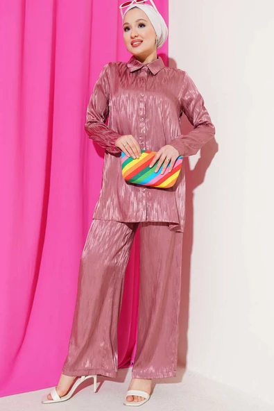 Desenli Jakar Tunik İkili Takım Gül Kurusu ürün görseli 1