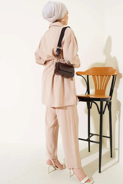 Nakışlı Bel Tünelli Tencel İkili Takım Taş - Resim 3