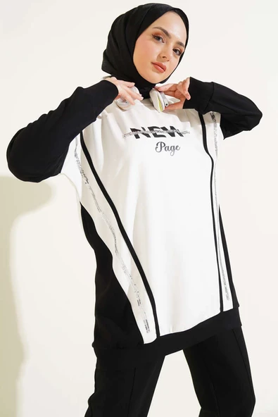 Loyşa Baskılı Pullu İkili Takım Siyah - Resim 2