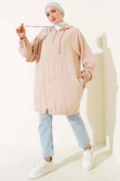 Taş Süslemeli Fermuarlı Hırka Bisküvi - Resim 2