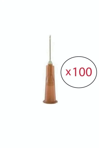 AYSET Kahverengi İğne Ucu (100 Adet) Steril Hipodermik İğne Enjektör İğnesi 26G 13mm