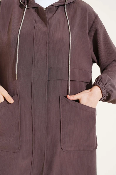 Kirınkıl Kapüşonlu Kap Kahve - Resim 4