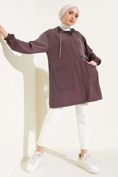 Kirınkıl Kapüşonlu Kap Kahve - Resim 2