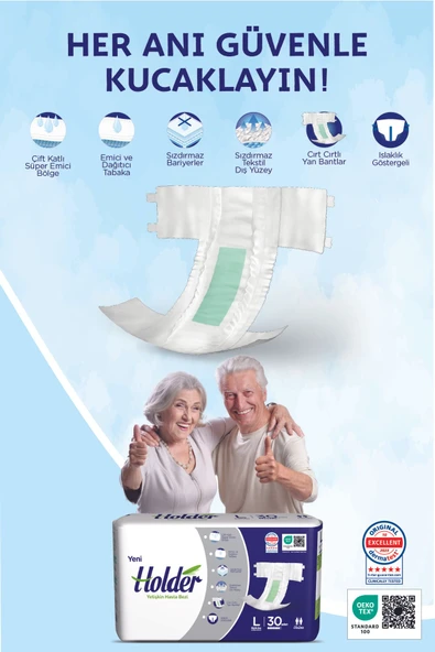 HOLDER Hasta Bezi Bel Bantlı X Large 30 Adet Yeni Ambalaj - 2