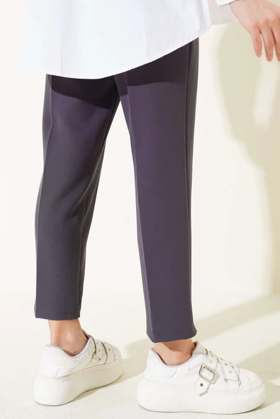 Beli Lastikli Dar Paça Pantolon Antrasit - Resim 3