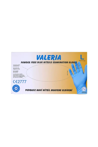 APEX PLUS Valeria Nitril Pudrasız Eldiven Mavi 5 Paket L Beden