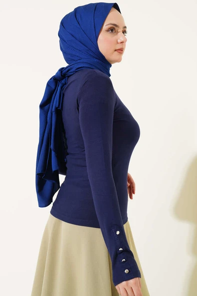 Bileği Metal Düğmeli Body Lacivert - Resim 3